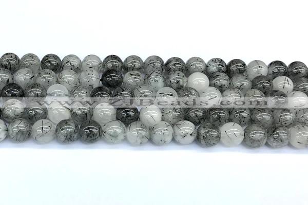 CRU1054 15 inches 10mm round black rutilated quartz beads