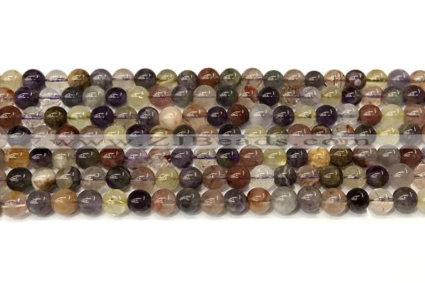 CRU1060 15 inches 6mm round mixed rutilated quartz beads
