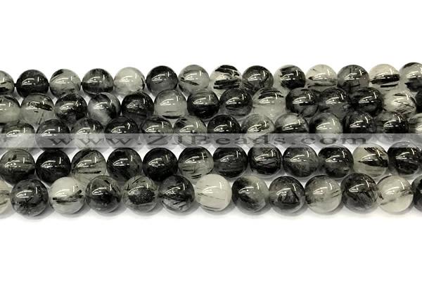 CRU1067 15 inches 10mm round black rutilated quartz beads