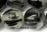 CRU1068 15 inches 12mm round black rutilated quartz beads