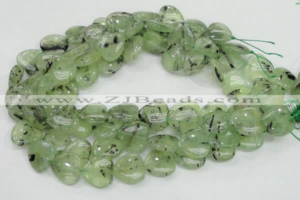CRU108 15.5 inches 20*20mm heart green rutilated quartz beads