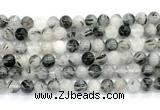 CRU1083 15.5 inches 10mm round black rutilated quartz gemstone beads