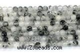 CRU1091 15.5 inches 6mm faceted round black rutilated quartz gemstone beads