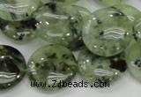 CRU111 15.5 inches 20mm flat round green rutilated quartz beads