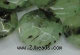 CRU117 15.5 inches 30mm faceted coin green rutilated quartz beads