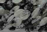 CRU12 15.5 inches 9*12mm faceted oval black rutilated quartz beads