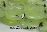 CRU121 15.5 inches 25*25mm faceted square green rutilated quartz beads