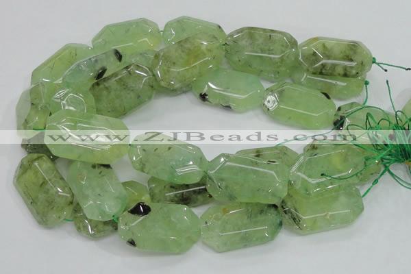 CRU129 15.5 inches 22*38mm faceted rectangle green rutilated quartz beads