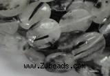 CRU15 15.5 inches 12*16mm faceted oval black rutilated quartz beads