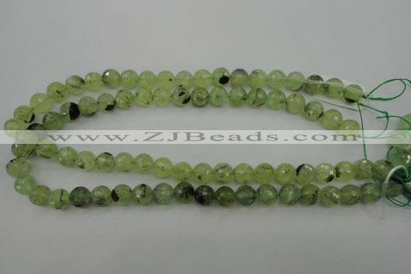 CRU153 15.5 inches 10mm faceted round green rutilated quartz beads