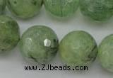 CRU159 15.5 inches 18mm faceted round green rutilated quartz beads