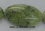 CRU192 15.5 inches 30*50mm faceted oval green rutilated quartz beads