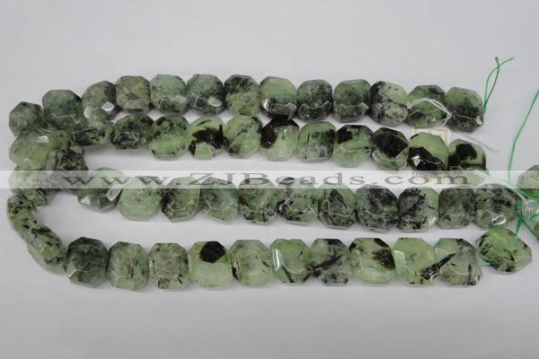 CRU194 Top-drilled 15*17mm faceted rectangle green rutilated quartz beads