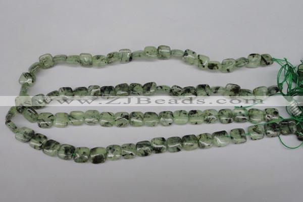 CRU195 15.5 inches 10*10mm square green rutilated quartz beads