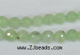 CRU201 15.5 inches 8mm faceted round green rutilated quartz beads