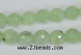 CRU204 15.5 inches 14mm faceted round green rutilated quartz beads