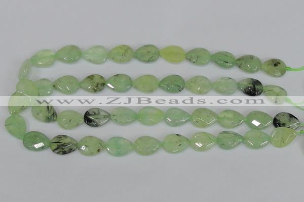 CRU209 13*18mm faceted flat teardrop green rutilated quartz beads