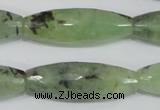 CRU214 15 inches 12*36mm faceted rice green rutilated quartz beads