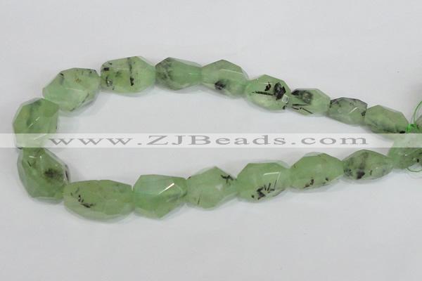 CRU218 15*20mm – 18*25 faceted nuggets green rutilated quartz beads