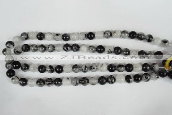 CRU304 15.5 inches 10mm round black rutilated quartz beads