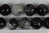 CRU306 15.5 inches 14mm round black rutilated quartz beads