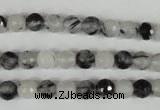 CRU312 15.5 inches 6mm faceted round black rutilated quartz beads