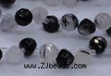 CRU345 Top drilled 7*7mm faceted teardrop black rutilated quartz beads