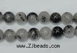 CRU50 15.5 inches 4mm round black rutilated quartz beads wholesale