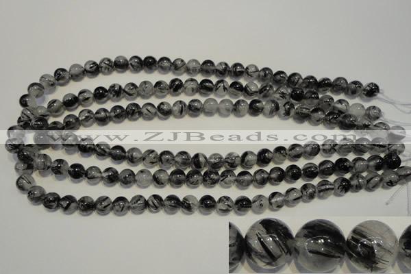 CRU502 15.5 inches 8mm round black rutilated quartz beads wholesale