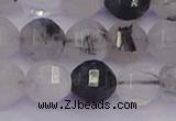 CRU522 15.5 inches 8mm faceted round black rutilated quartz beads