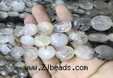 CRU528 15.5 inches 13*18mm oval black rutilated quartz beads