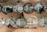 CRU532 15.5 inches 6mm round black rutilated quartz beads