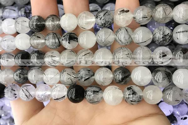 CRU538 15.5 inches 10mm round black rutilated quartz beads wholesale