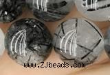 CRU540 15.5 inches 12mm round black rutilated quartz beads wholesale