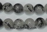CRU55 15.5 inches 14mm round black rutilated quartz beads wholesale