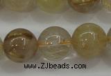 CRU554 15.5 inches 12mm round golden rutilated quartz beads