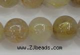 CRU555 15.5 inches 14mm round golden rutilated quartz beads