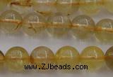 CRU602 15.5 inches 8mm round golden rutilated quartz beads
