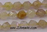 CRU621 15.5 inches 6mm faceted nuggets golden rutilated quartz beads