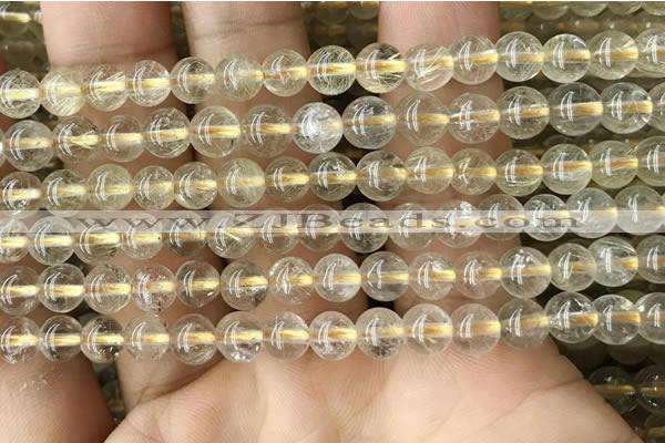 CRU629 15.5 inches 6mm round golden rutilated quartz beads