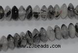 CRU66 15.5 inches 5*10mm rondelle black rutilated quartz beads