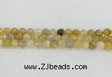 CRU668 15.5 inches 8mm faceted round golden rutilated quartz beads