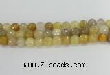 CRU669 15.5 inches 10mm faceted round golden rutilated quartz beads