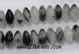 CRU67 15.5 inches 6*12mm rondelle black rutilated quartz beads