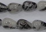 CRU70 15.5 inches 13*18mm teardrop black rutilated quartz beads