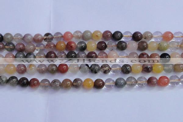 CRU752 15.5 inches 8mm round Multicolor rutilated quartz beads