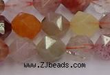 CRU778 15.5 inches 10mm faceted nuggets mixed rutilated quartz beads