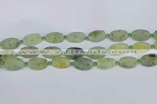 CRU783 15.5 inches 13*20mm oval green rutilated quartz beads