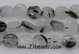CRU79 15.5 inches 10mm flat round black rutilated quartz beads