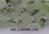 CRU792 15.5 inches 8mm faceted nuggets green rutilated quartz beads